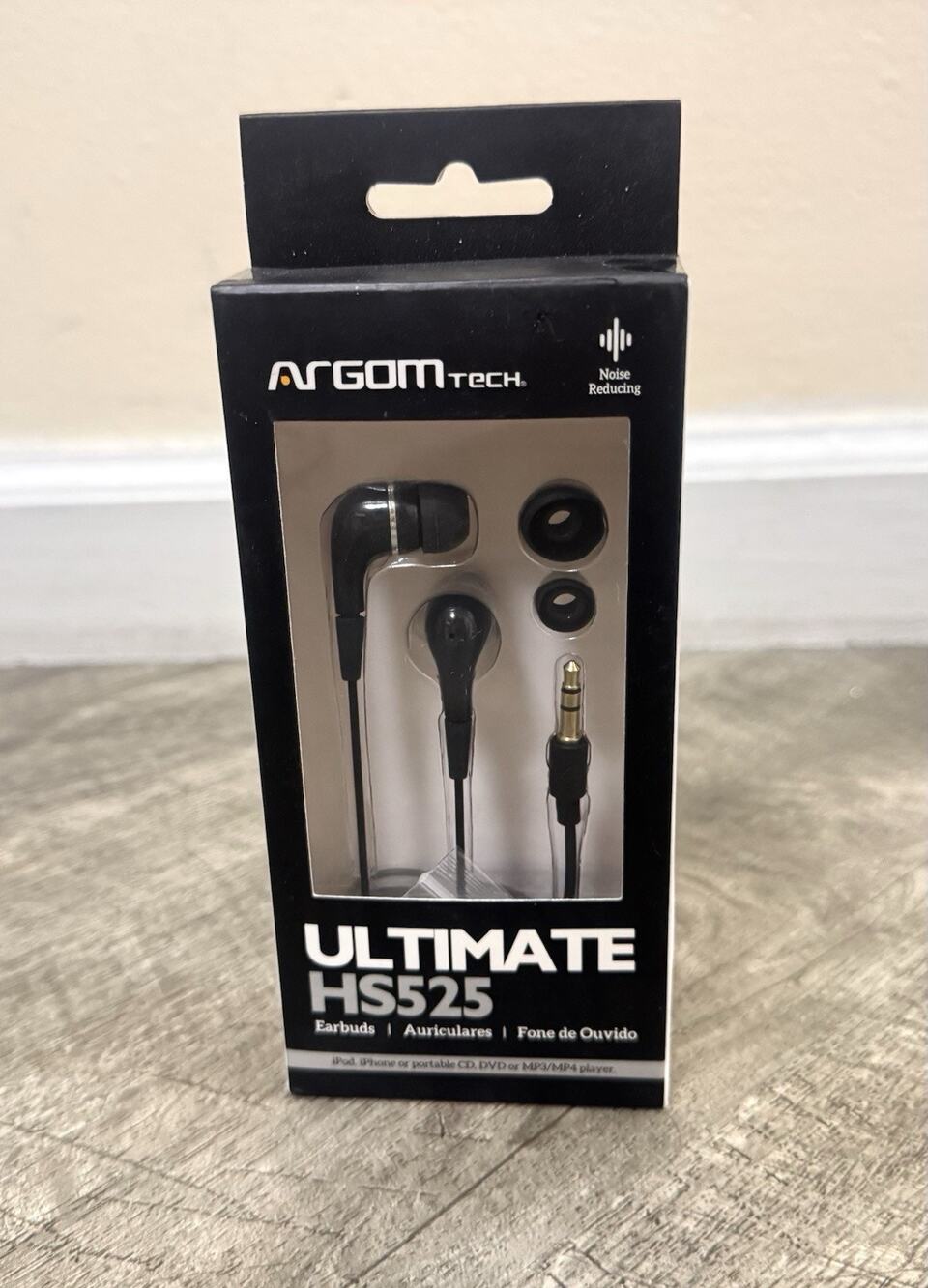 Argom Tech Ultimate HS525 Noise Reducing In-Ear Earbuds, Black, 3.5mm 1.2m